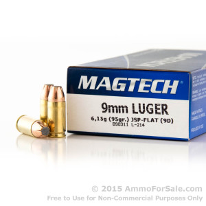 Magtech 9mm Luger 95grs JSP FLAT